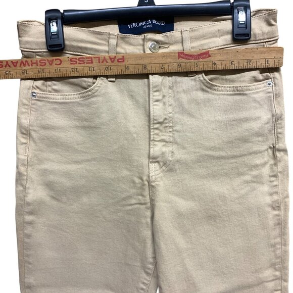 Veronica Beard Women 30 Carolina Skinny Kick-Flare Jeans Stone Khaki High Rise - Picture 12 of 16